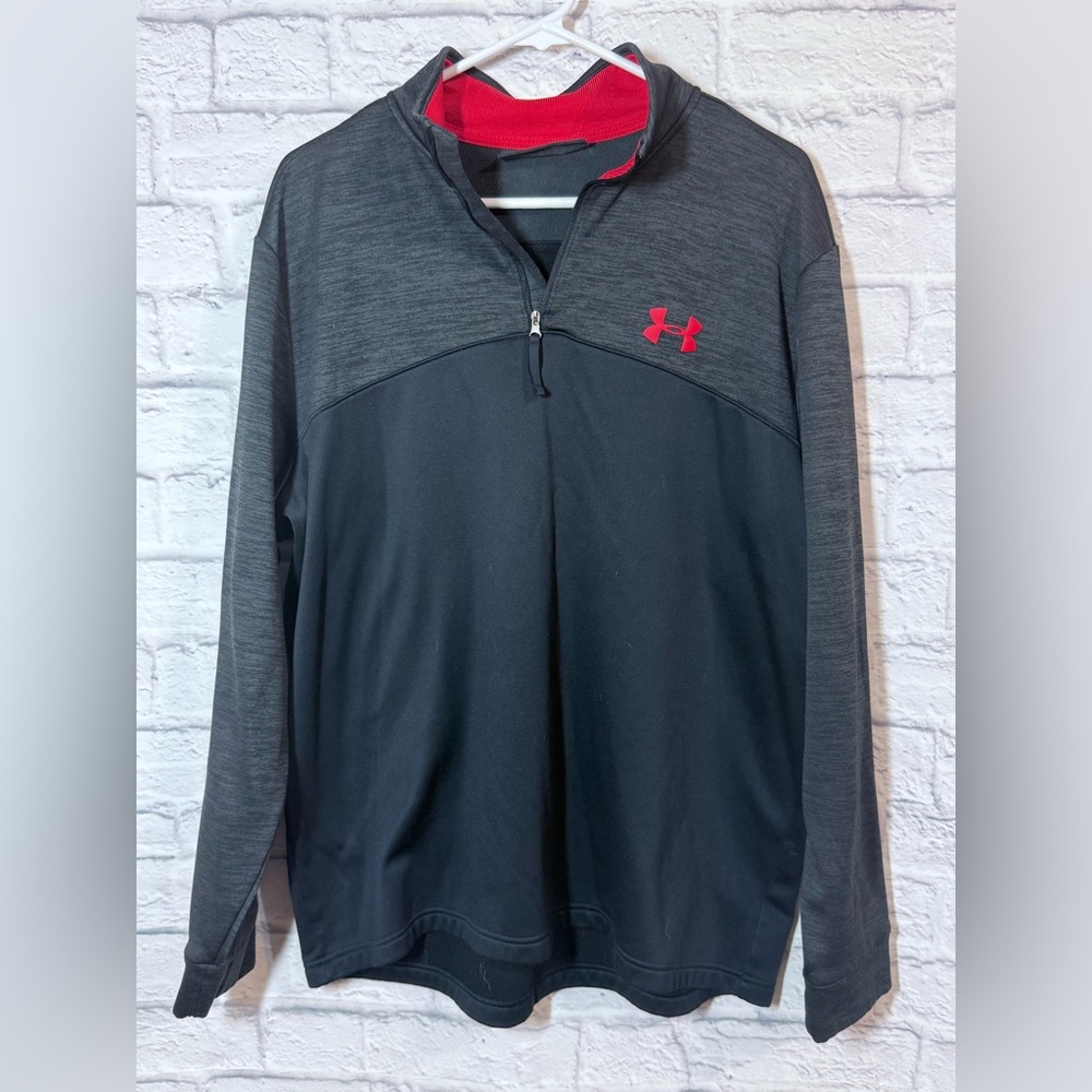Under Armour Men's Black and Red Coldgear Pullover, sz XL